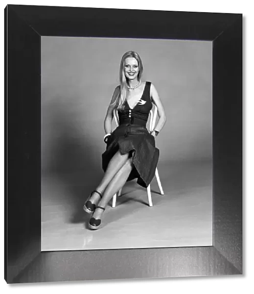 Lise-Lotte. Swedish model seen here wearing a denim dress. March 1975 75-01268-010