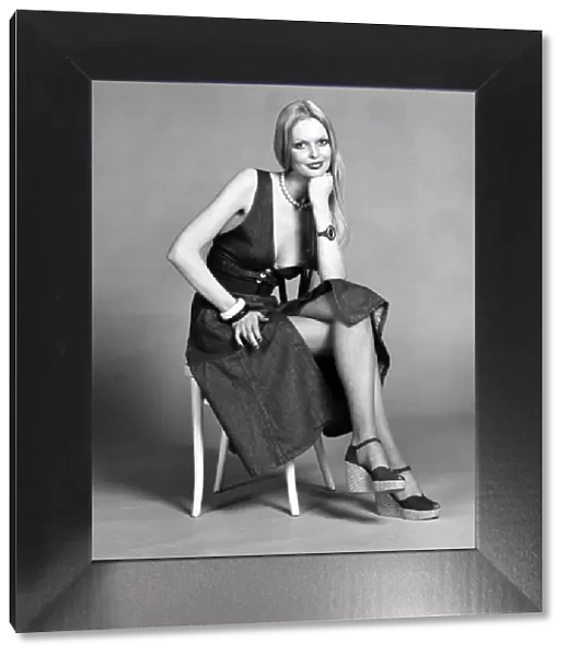 Lise-Lotte. Swedish model seen here wearing a denim dress. March 1975 75-01268-011