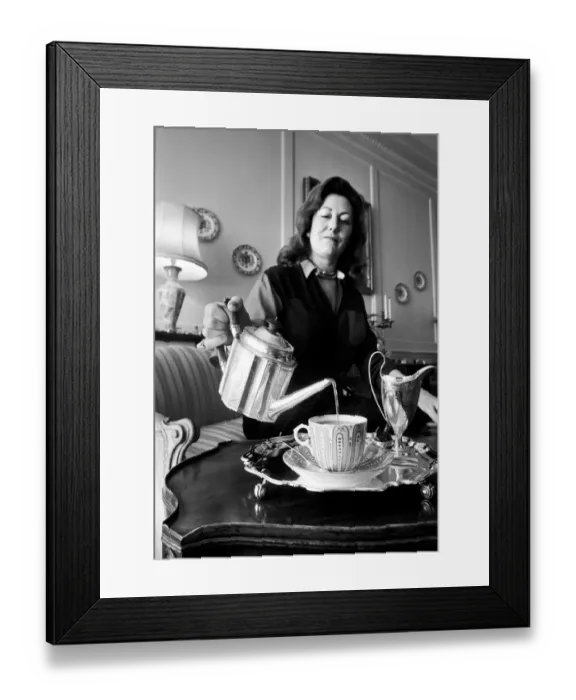 Framed Print : Drink Tea: A lady from high society shows how she makes her idea of a Perfect Cup of Tea