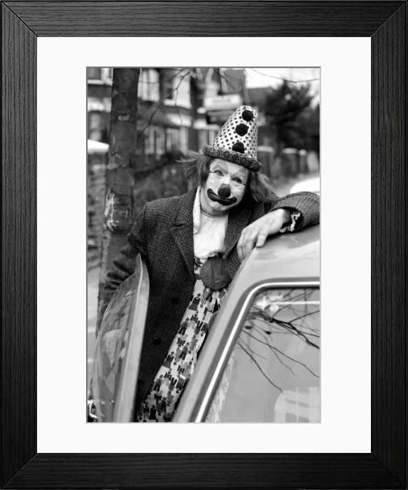 Framed Print : Child Entertainer: Mr. Blower the clown seen here in his car. March 1981 PM 81-01186-005