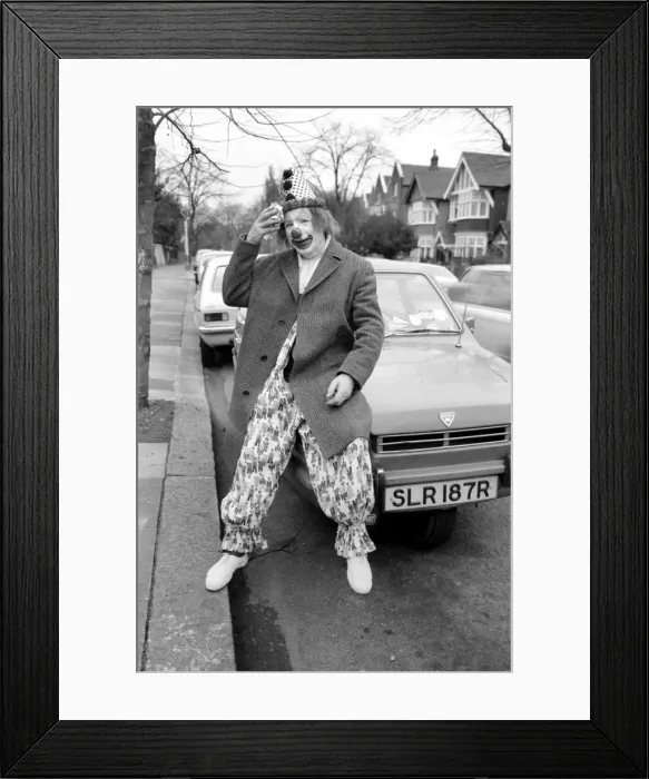 Framed Print : Child Entertainer: Mr. Blower the clown. March 1981 PM 81-01186-001