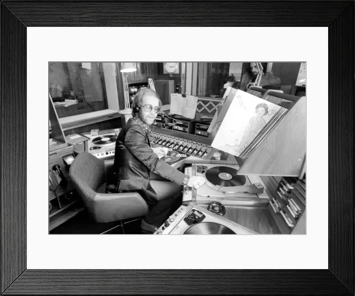 Framed Print : Pop Star: Elton John. Elton John records his first programme as a disk jockey at the BBC