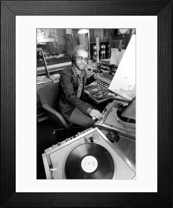 Framed Print : Pop Star: Elton John. Elton John records his first programme as a disk jockey at the BBC Framed Print : Pop Star: Elton John. Elton John records his first programme as a disk jockey at the BBC