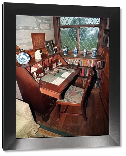 Writing desk in the sitting room of Glamis Castle Scotland where the Queen mother was