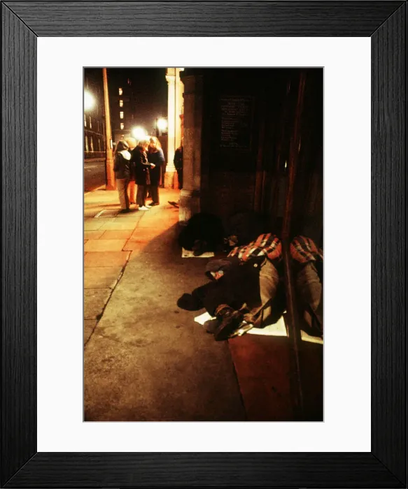 Framed Print : Homeless people on mortimer street in London Dbase MSI