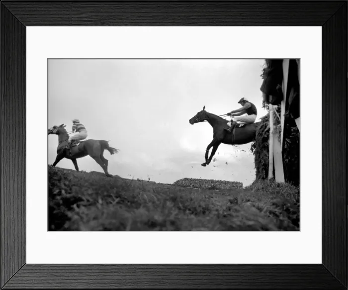 Framed Print : The Grand National at Aintree: On extreme left is L Escargot (No