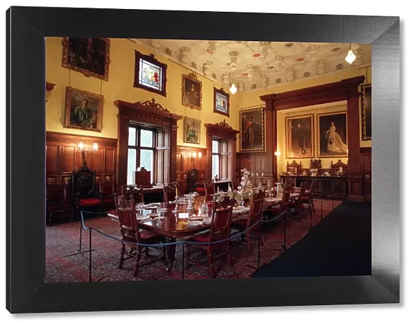The Dining room in Glamis Castle Scotland where the Queen Mother was born