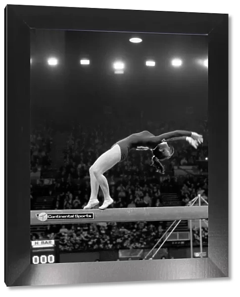 Competitor on the beam in the 'Champions All'Gymnastics Competition