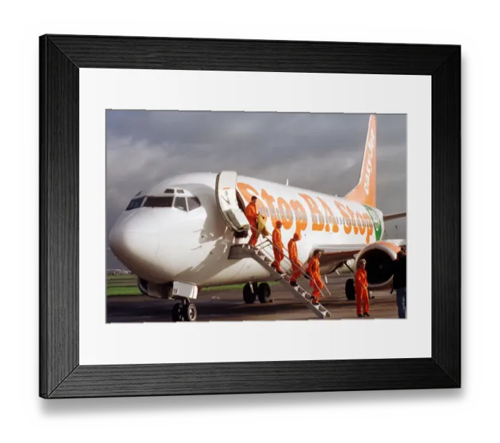 Framed Print : Easyjet Demonstration 1998 Easyjet Boeing 737 300 Aircraft at Brussels Airport - with