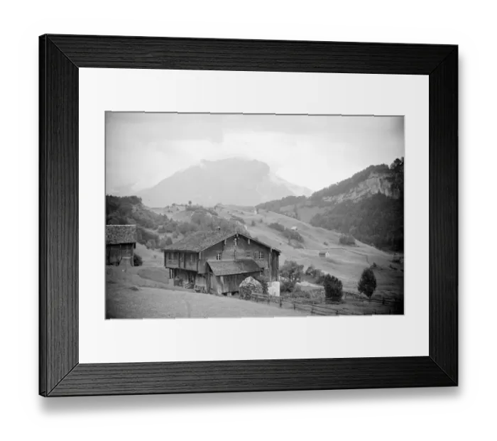 Framed Print : Farmhgouse high up in the Alps above the town of Seelisburg in Switzerland. August 1936 Framed Print : Farmhgouse high up in the Alps above the town of Seelisburg in Switzerland. August 1936