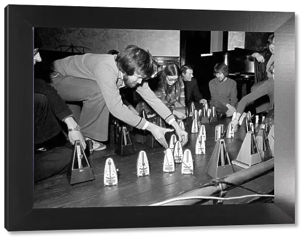 A recital for 100 metronomes staged in a London rehearsal room April 1975 75-1720-002