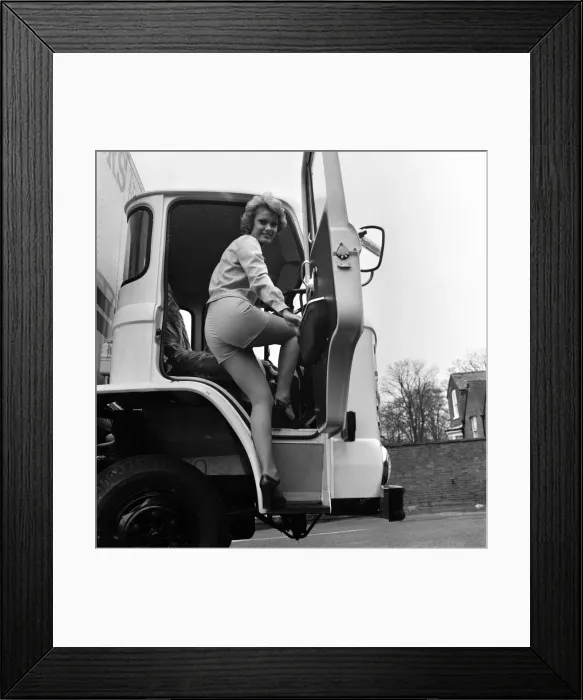 Framed Print : Miss Elaine Jent a heavy goods lorry driver with B. R. S. April 1975 75-1834-001 Framed Print : Miss Elaine Jent a heavy goods lorry driver with B. R. S. April 1975 75-1834-001