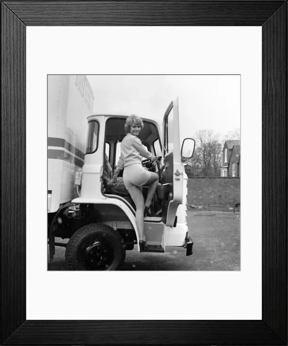 Framed Print : Miss Elaine Jent a heavy goods lorry driver with B. R. S. April 1975 75-1834