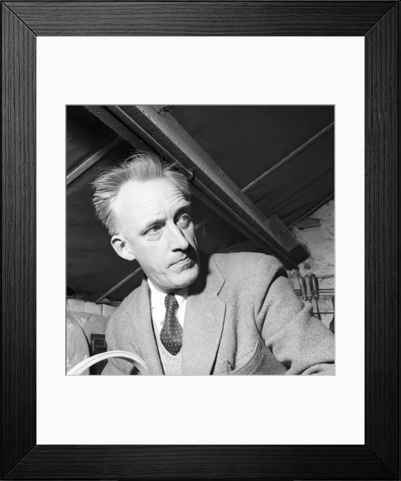 Framed Print : Sport: Tennis: Mr. B. Shepherd seen here making a tennis racket in the workshops of Framed Print : Sport: Tennis: Mr. B. Shepherd seen here making a tennis racket in the workshops of