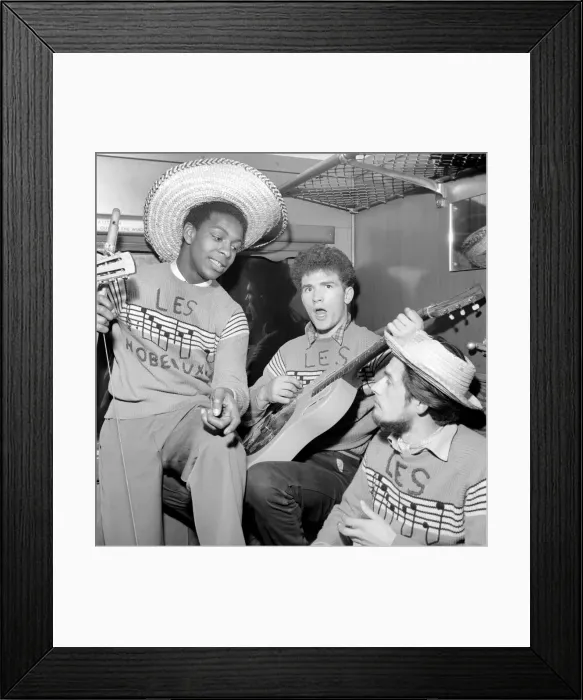 Framed Print : Les Hobeaux Skiffle group seen here performing on the train to Hastings. May 1957 Framed Print : Les Hobeaux Skiffle group seen here performing on the train to Hastings. May 1957