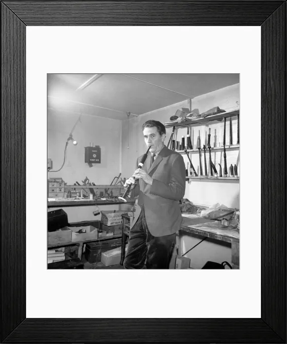 Framed Print : Bagpipe maker Mr. George Alexander seen here in his workshop. Circa 1960 Framed Print : Bagpipe maker Mr. George Alexander seen here in his workshop. Circa 1960