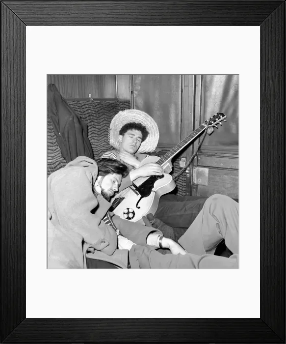 Framed Print : Les Hobeaux Skiffle group seen here performing on the train to Hastings. May 1957 Framed Print : Les Hobeaux Skiffle group seen here performing on the train to Hastings. May 1957