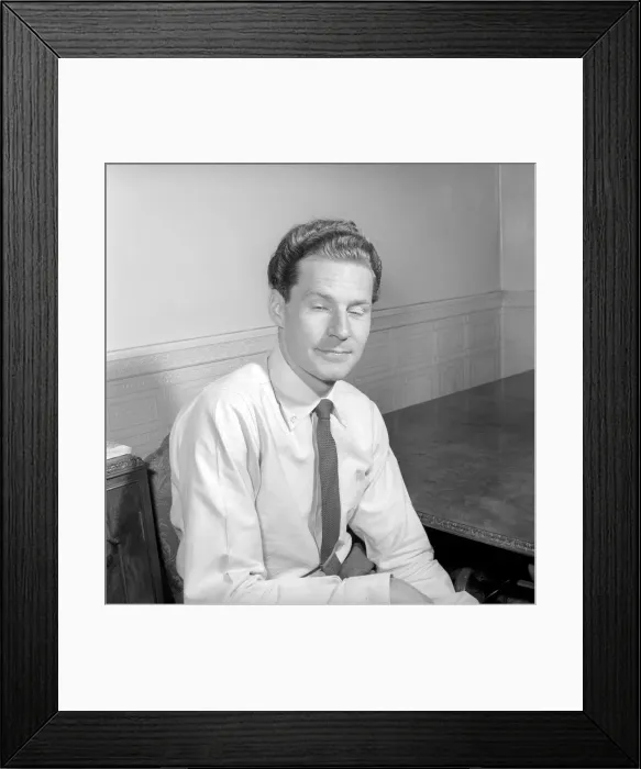 Framed Print : BBC Announcer Alexander McIntosh seen here at home. Circa 1957