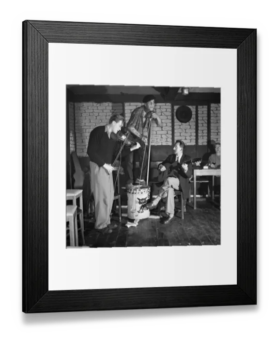 Framed Print : Skiffle group belived to be called the Black Cat seen here performing in a pub