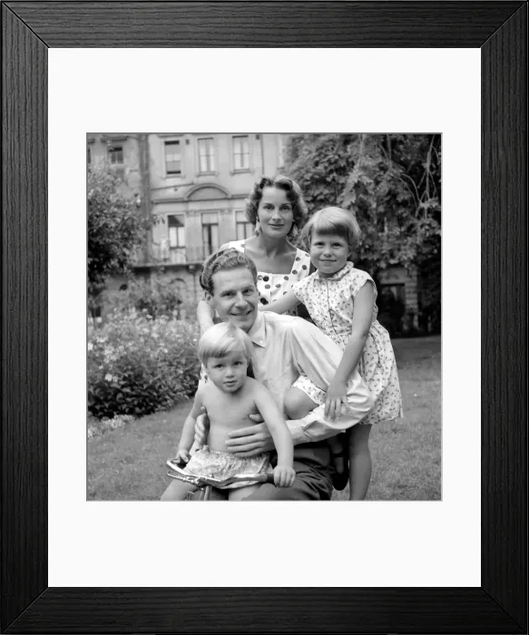Framed Print : BBC Announcer Alexander McIntosh seen here at home with his wife and children. Circa 1957