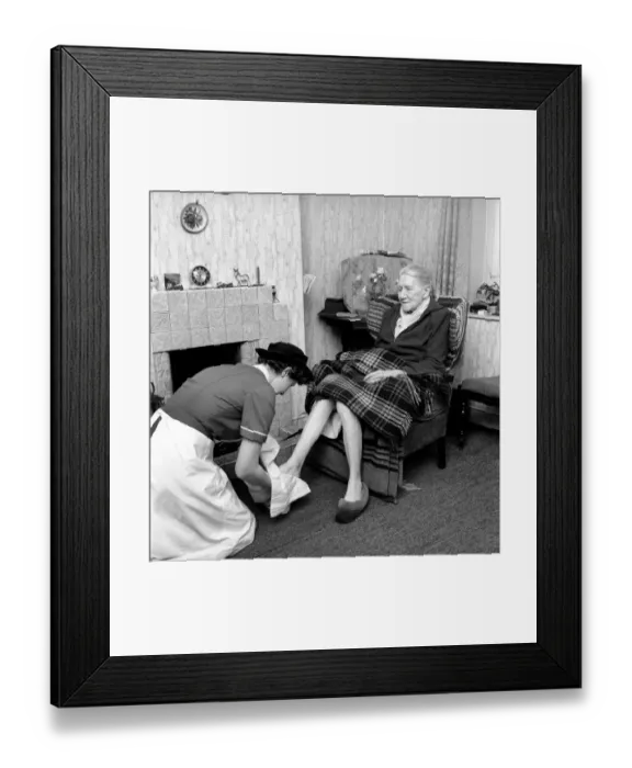 Framed Print : The District Nurse: General scenes of District Nurse Muggeride out on her rounds visit