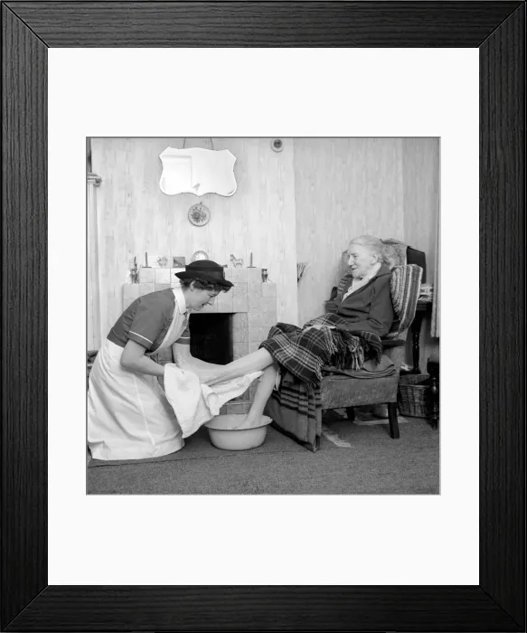 Framed Print : The District Nurse: General scenes of District Nurse Muggeride out on her rounds visit Framed Print : The District Nurse: General scenes of District Nurse Muggeride out on her rounds visit