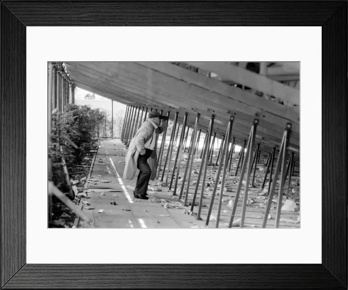 Framed Print : Wimbledon 80 3rd Day: Old man watching the tennis through the stand (so he said