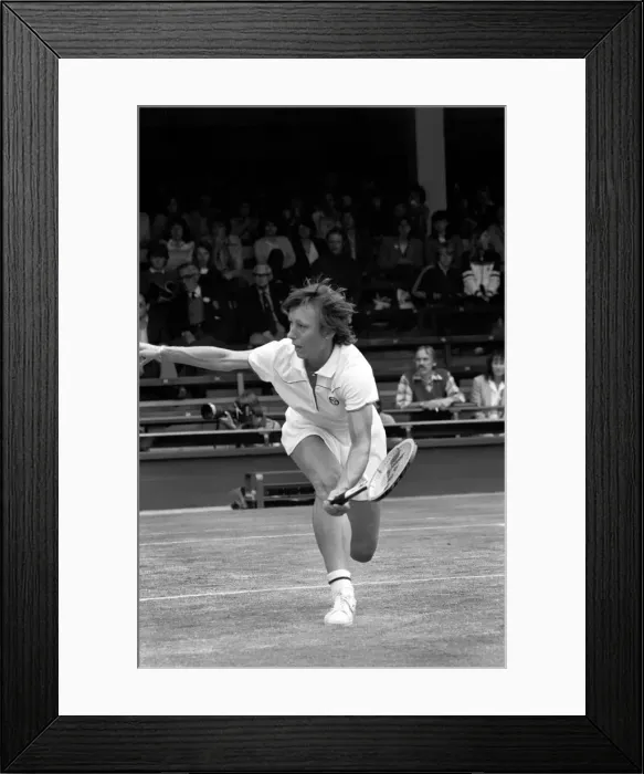 Framed Print : Wimbledon 1980. 7th day. Navratilova (U. S. ) vs. K. Jordan (U. S. ) on court one today Framed Print : Wimbledon 1980. 7th day. Navratilova (U. S. ) vs. K. Jordan (U. S. ) on court one today