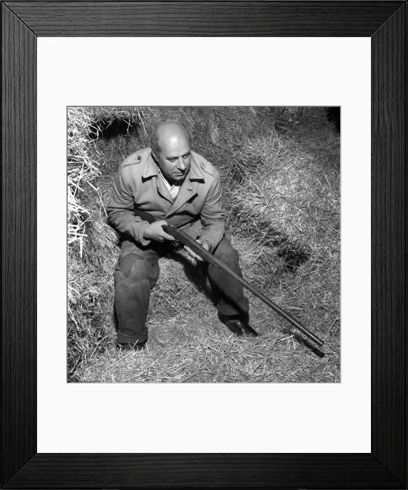 Framed Print : Man with Shotgun: Gerald Hall marksman seen here track down the Godalming Puma Framed Print : Man with Shotgun: Gerald Hall marksman seen here track down the Godalming Puma