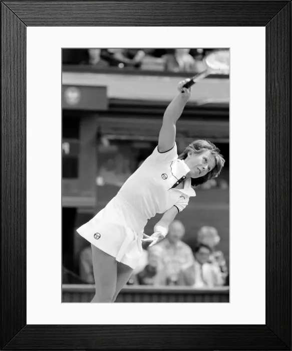 Framed Print : Wimbledon 1980: 2nd day. Navratilova vs. Kloss. Navratilova in action against Kloss Framed Print : Wimbledon 1980: 2nd day. Navratilova vs. Kloss. Navratilova in action against Kloss