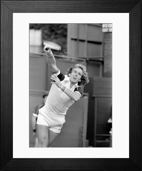 Framed Print : Wimbledon 1980: 2nd day. John Lloyd in action. June 1980 80-3290-012