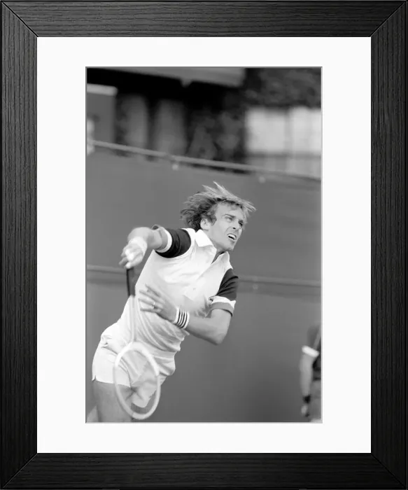 Framed Print : Wimbledon 1980: 2nd day. John Lloyd in action. June 1980 80-3290-011 Framed Print : Wimbledon 1980: 2nd day. John Lloyd in action. June 1980 80-3290-011