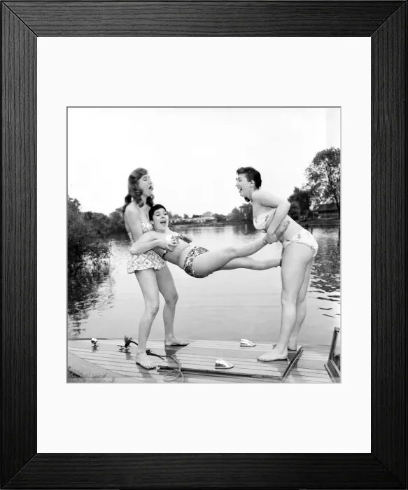 Framed Print : Dancers Pauline Barry, Carol Booth and Angie Curtis seen here modelling the latest Framed Print : Dancers Pauline Barry, Carol Booth and Angie Curtis seen here modelling the latest