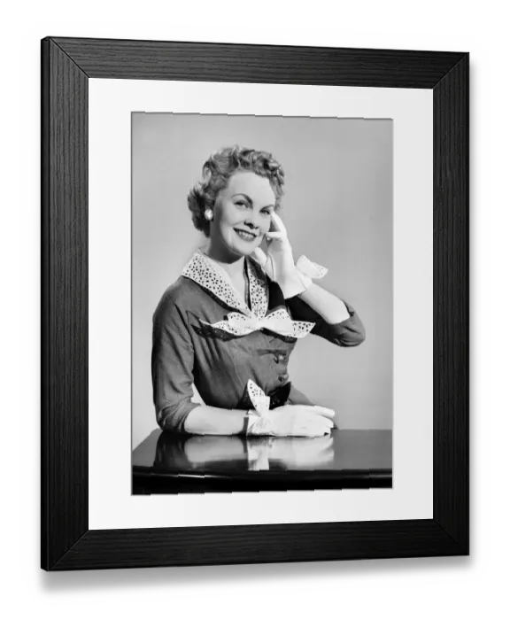 Framed Print : Clothing: Fashion: Gloves: Woman wearing matching gloves and collar Framed Print : Clothing: Fashion: Gloves: Woman wearing matching gloves and collar
