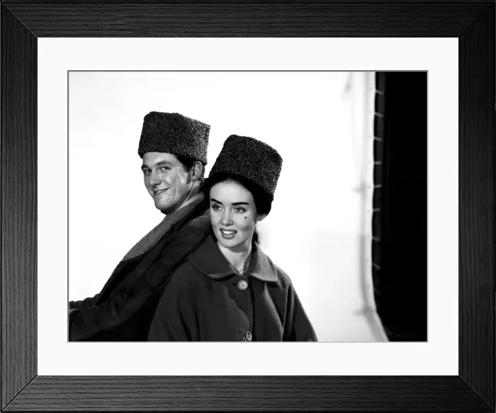 Framed Print : Clothing: Fashion: Hats: Man and woman wearing cossack hats Framed Print : Clothing: Fashion: Hats: Man and woman wearing cossack hats