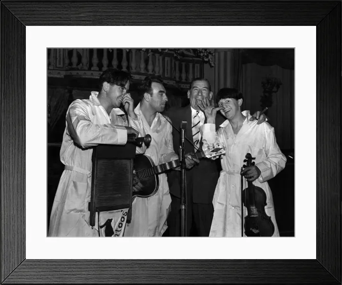 Framed Print : Rehearsing at the Astor Club, where they open tonight, are three of the four skiffling Framed Print : Rehearsing at the Astor Club, where they open tonight, are three of the four skiffling