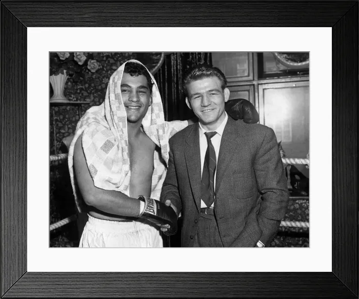 Framed Print : Willie Pastrano with Johnny Sullivan whose license was recently taken away from him by Framed Print : Willie Pastrano with Johnny Sullivan whose license was recently taken away from him by