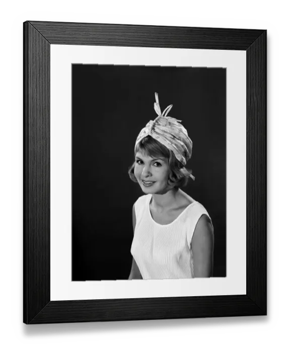 Framed Print : Clothing: Fashion: Hats: Model: Elizabeth Duke. August 1962 B1499 Framed Print : Clothing: Fashion: Hats: Model: Elizabeth Duke. August 1962 B1499