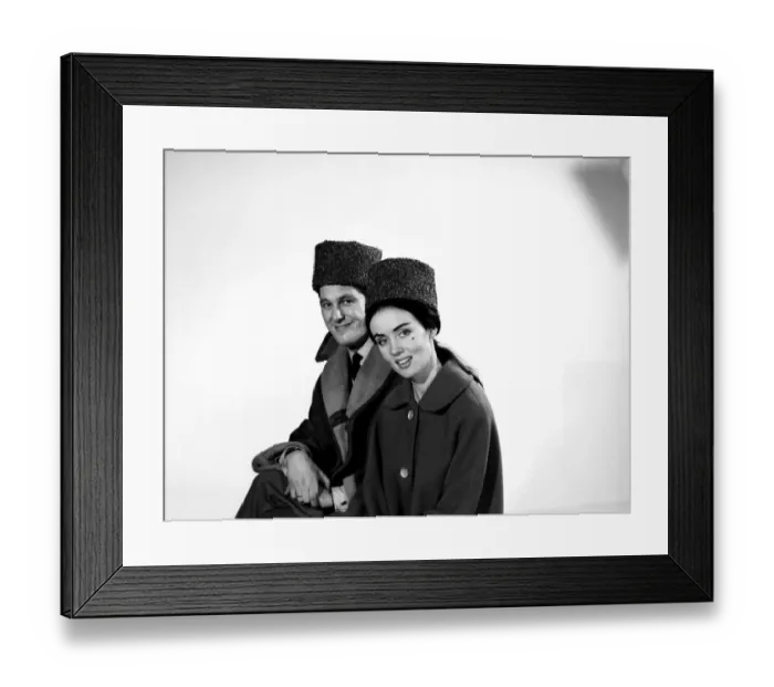 Framed Print : Clothing: Fashion: Hats: Man and woman wearing cossack hats Framed Print : Clothing: Fashion: Hats: Man and woman wearing cossack hats