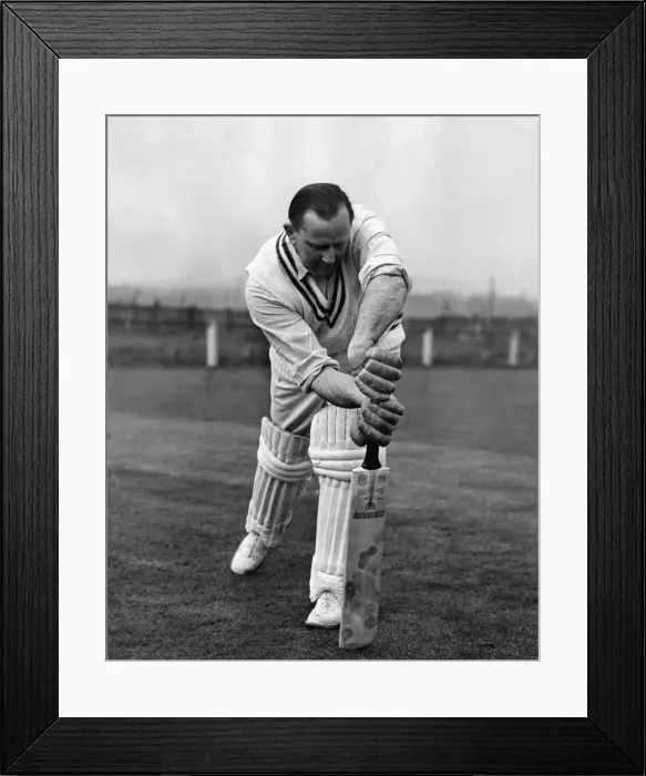 Framed Print : Australian cricketer Cecil Pepper demonstrates a stroke. April 1955 Framed Print : Australian cricketer Cecil Pepper demonstrates a stroke. April 1955