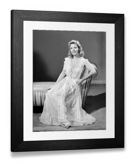 Framed Print : Model wearing night dress. 1953