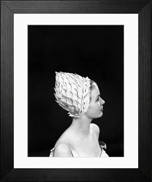 Framed Print : Model Vyvyan Dunbar wearing bathing hats Circa 1963 Framed Print : Model Vyvyan Dunbar wearing bathing hats Circa 1963