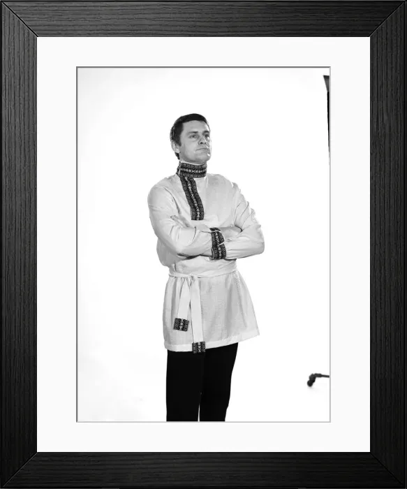 Framed Print : Male model David West wearing Cossack Shirt. Circa 1966 Framed Print : Male model David West wearing Cossack Shirt. Circa 1966