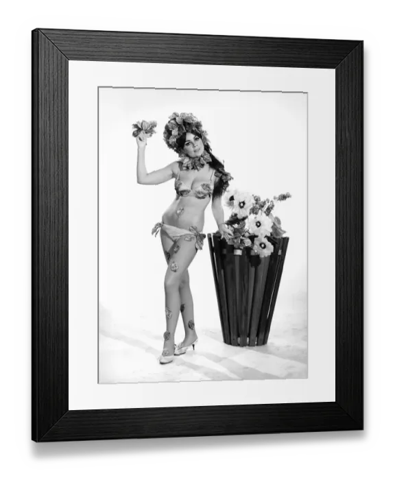 Framed Print : Model Karen Young wearing easter flower costume: 1966
