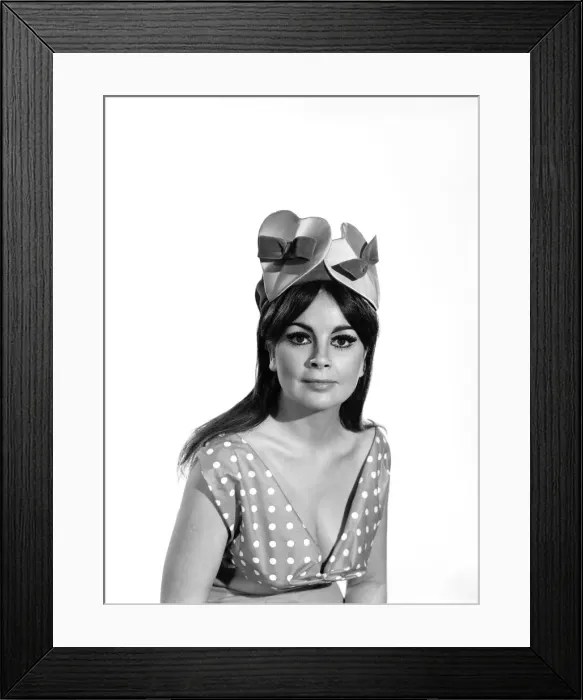 Framed Print : Model wearing a novelty valentines bonnet, 1966 Framed Print : Model wearing a novelty valentines bonnet, 1966