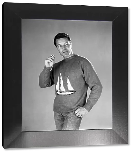 Male model wearing Chichester sweaters in celebration of Sir Francis Chichester round