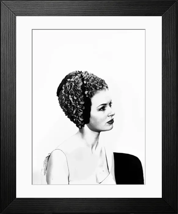 Framed Print : Model Vyvyan Dunbar wearing bathing hats Circa 1963 Framed Print : Model Vyvyan Dunbar wearing bathing hats Circa 1963