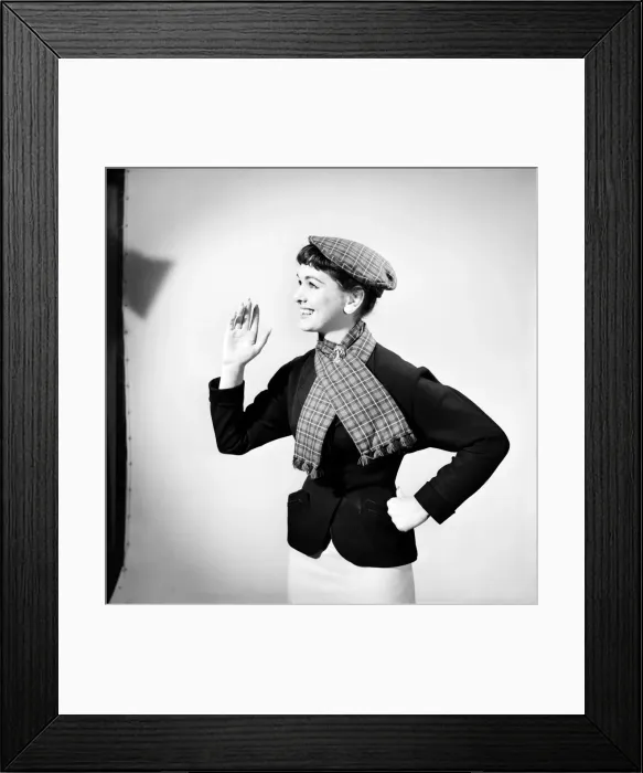Framed Print : Woman wearing tartan style hat. 1956 Framed Print : Woman wearing tartan style hat. 1956