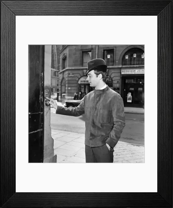 Framed Print : Men modelling the latest 1963 menswear designs in the streets of Paris. April 1963 Framed Print : Men modelling the latest 1963 menswear designs in the streets of Paris. April 1963