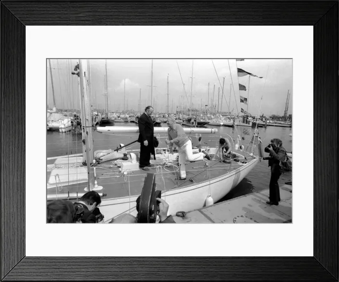 Framed Print : Former Conservative Prime Minister Edward Heath at launching of a new yacht Framed Print : Former Conservative Prime Minister Edward Heath at launching of a new yacht